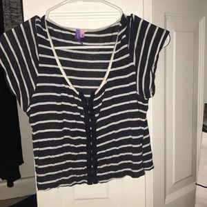 LF Striped Blue and White Crop Top